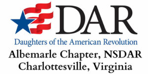 DAR Logo with Albemarle Chapter, NSDAR, Charlottesville, Virginia